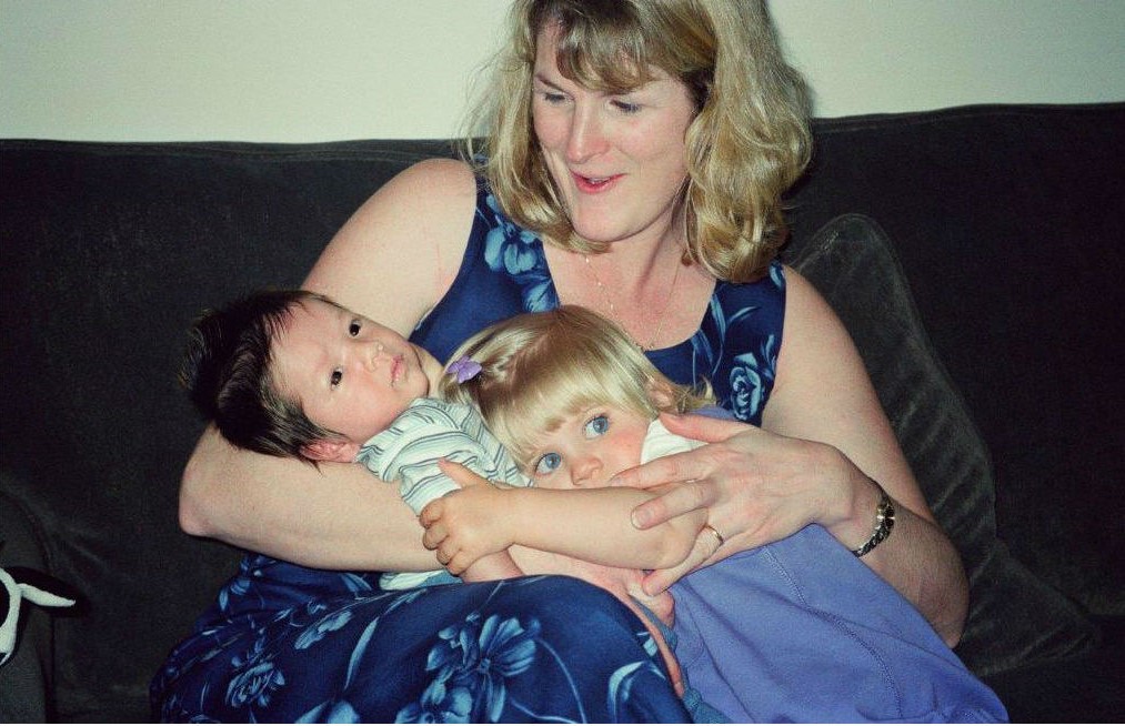 Picture of J holding G and SJ in NYC