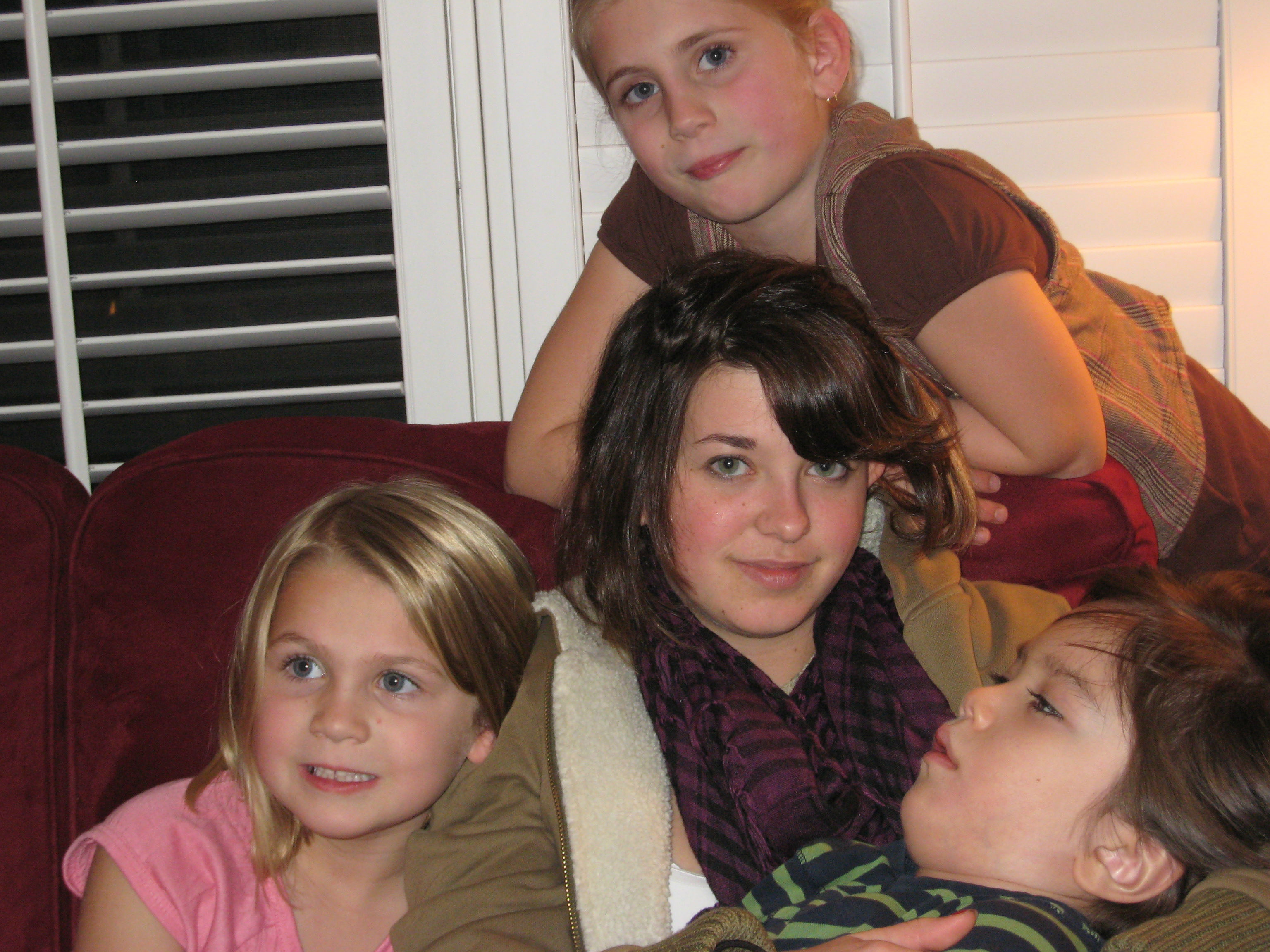 Picture of G, SJ and LM with second cousin Deena in Raleigh
