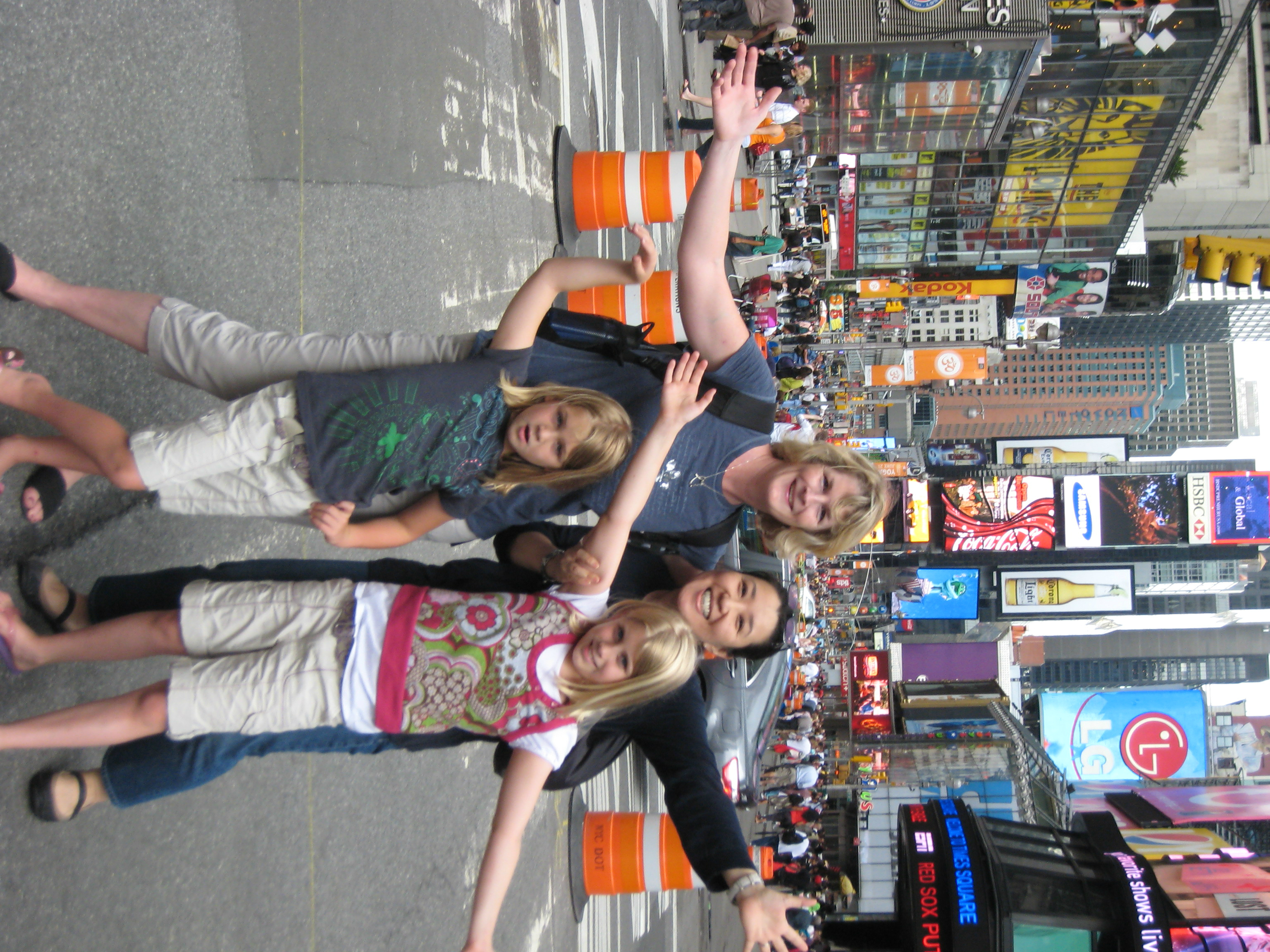 Picture of AS, J, SJ and LM in Times Square