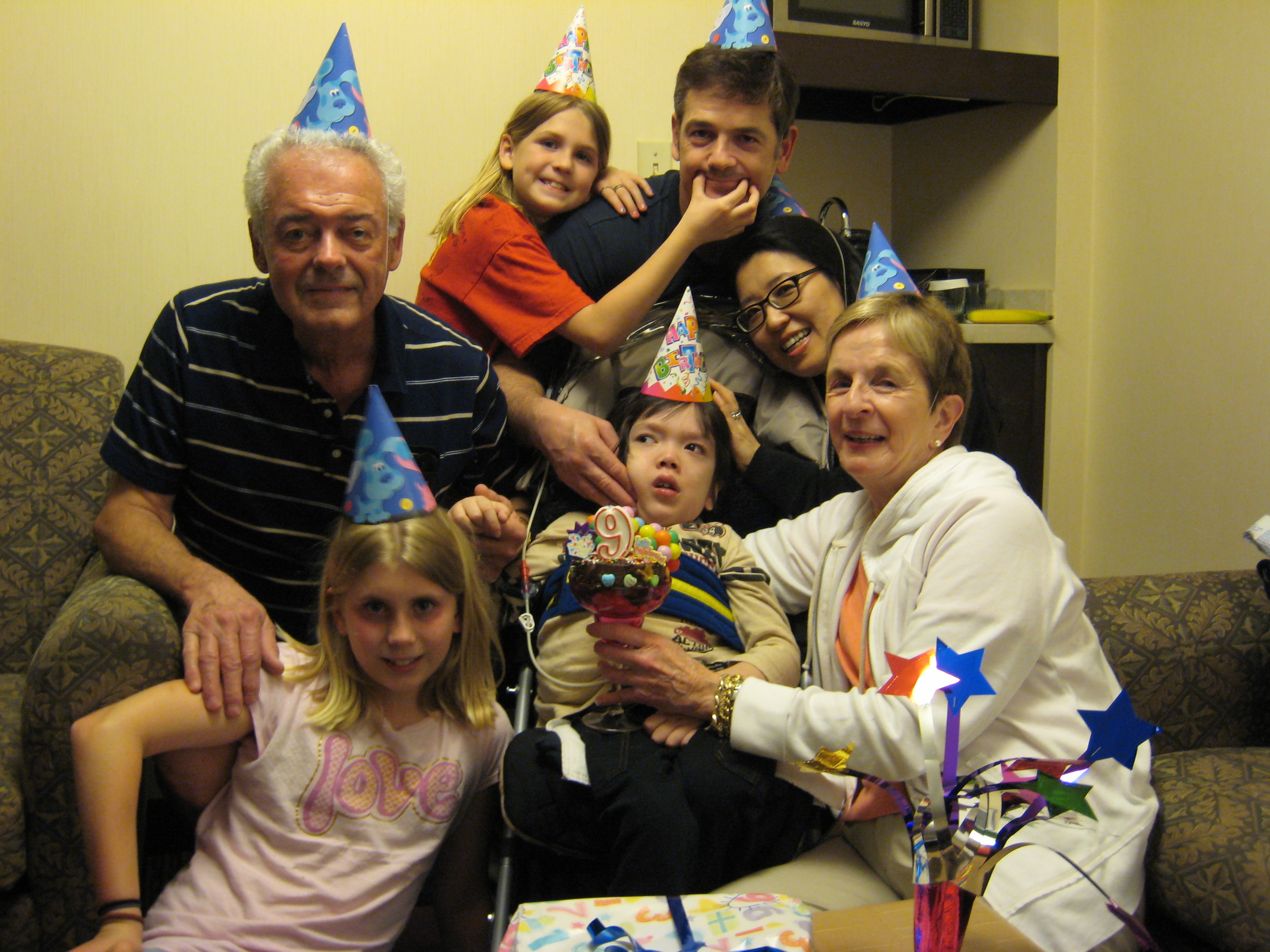 Picture of AS, UG, G, M, D, SJ and LM celebrating G's birthday in Tysons Corner