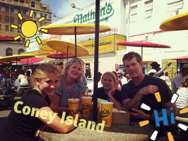 Picture of UG, J, SJ and LM at Coney Island