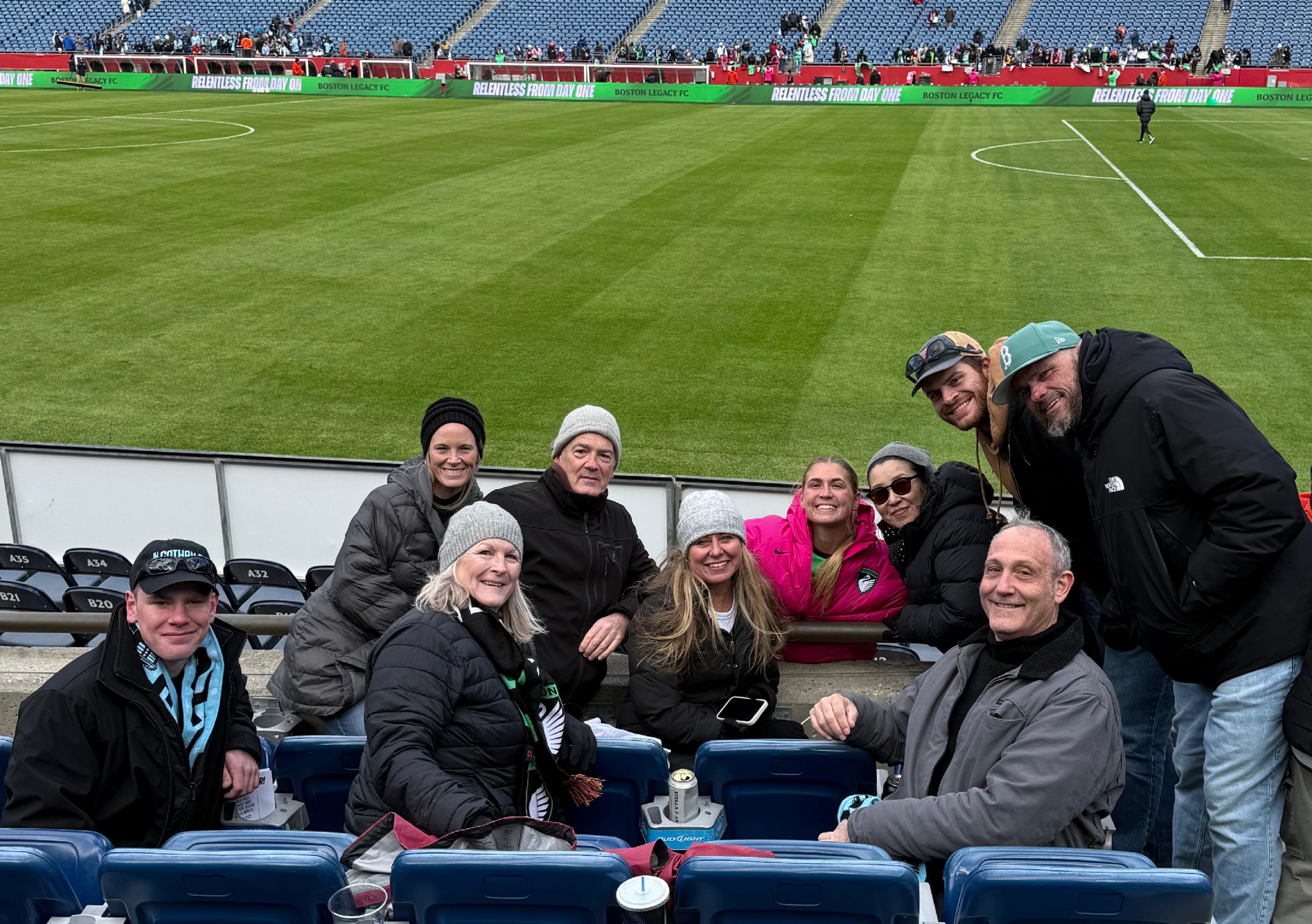 Picture of group at Boston Legacy soccer game